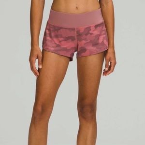 Pink camo lululemon speed ups 2.5 in inseam